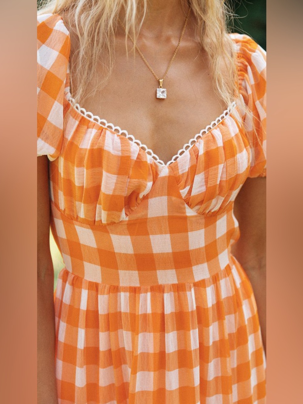Peppermayo Orange Gingham Dress - Size 2 - Picture 6 of 14